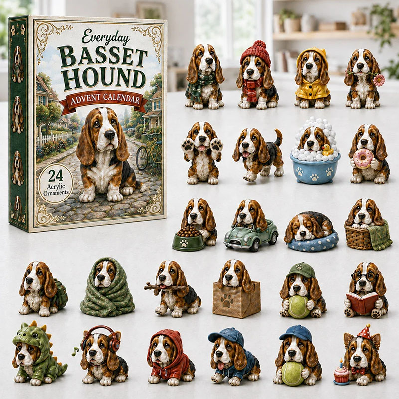 ✨24 Days Basset Hound Acrylic Ornament Advent Calendar