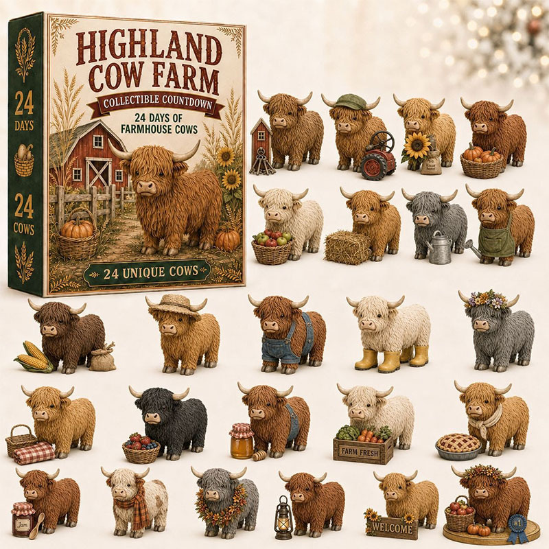 🐶24 Days Highland Cow Acrylic Ornament Advent Calendar