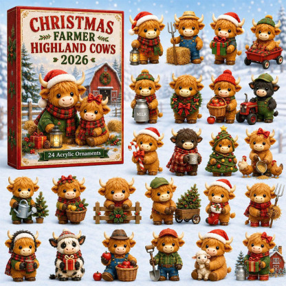 🐶24 Days Highland Cow Acrylic Ornament Advent Calendar