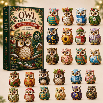 😍🐕24 Days Owl Acrylic Ornament Advent Calendar