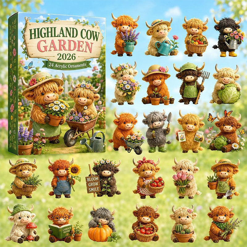 🐶24 Days Highland Cow Acrylic Ornament Advent Calendar