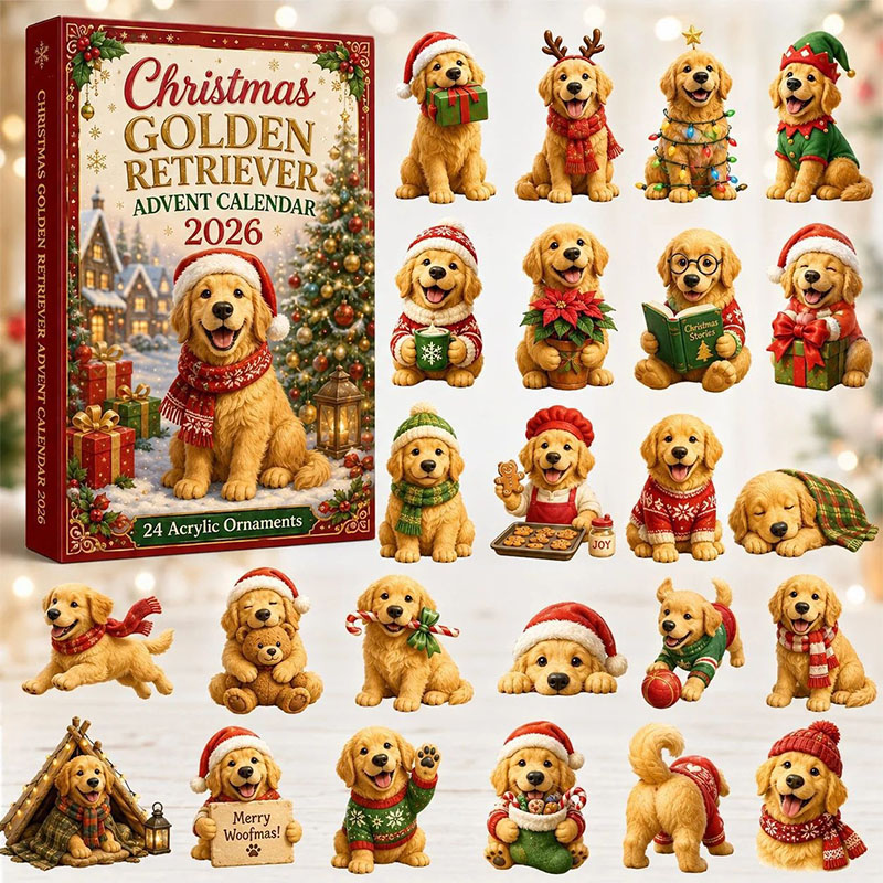 😍🐕24 Days Golden Retriever Acrylic Ornament Advent Calendar