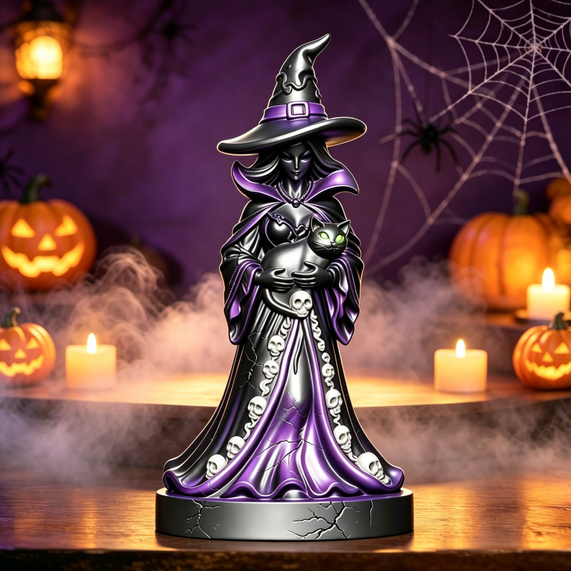 🎁Halloween Light-up Witch and Cat Figurine Ornament