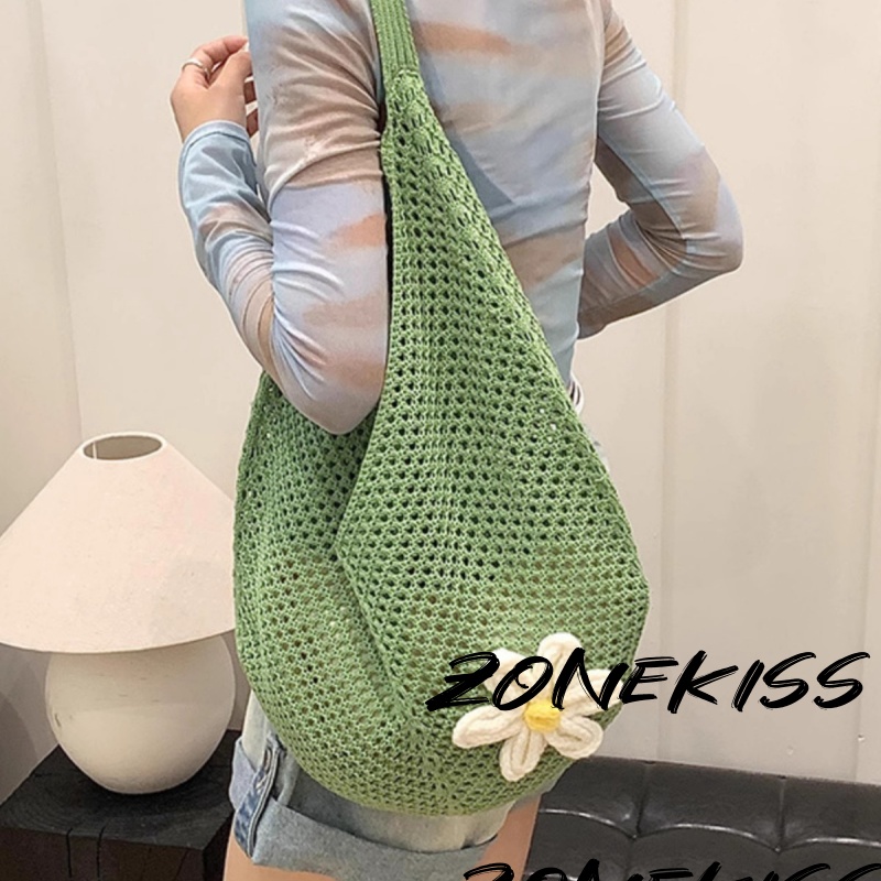 ZONEKISS Daisy Crochet Hobo Bag | Summer Hollow Out Beach Tote Shoulder Bag