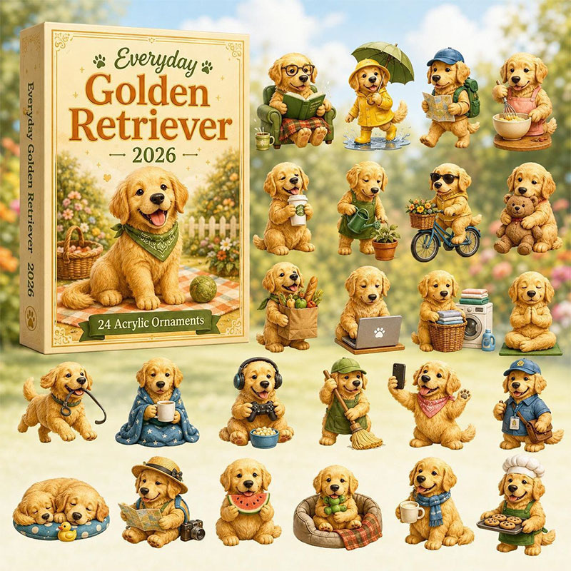 😍🐕24 Days Golden Retriever Acrylic Ornament Advent Calendar