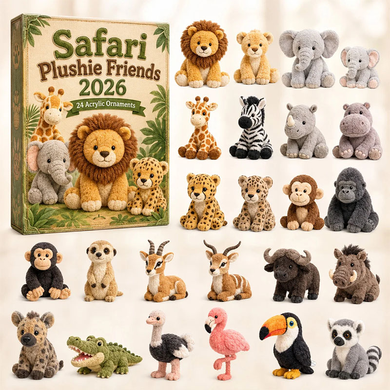 ✨24 Days Safari Plushie Friends Acrylic Ornament Advent Calendar