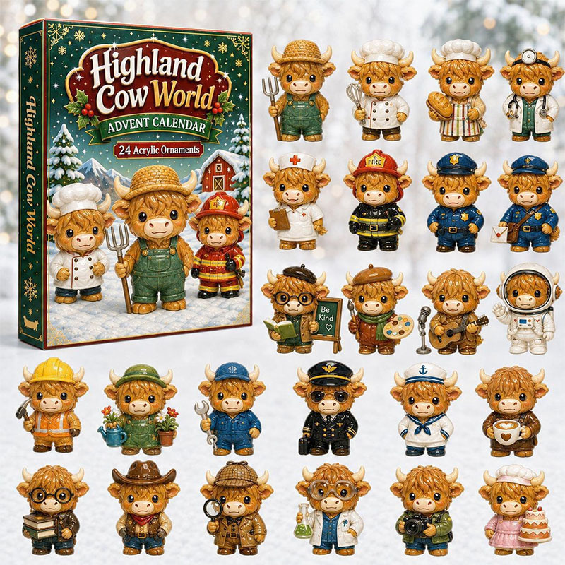 🐶24 Days Highland Cow Acrylic Ornament Advent Calendar
