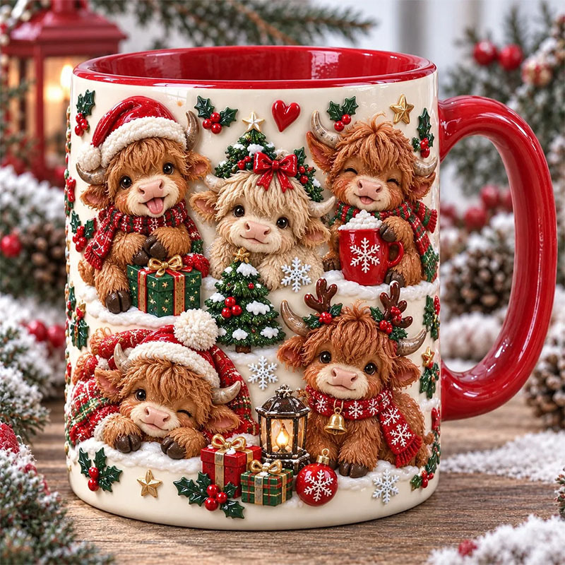 ☕Highland Cows Printed Ceramic Mug