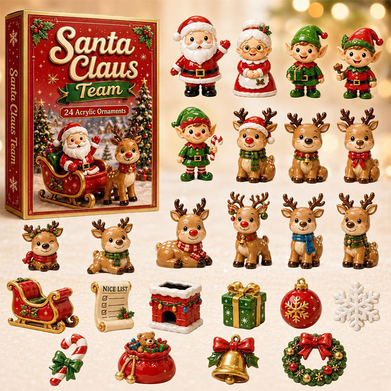 😍🎅24 Days Christmas Santa Acrylic Ornament Advent Calendar