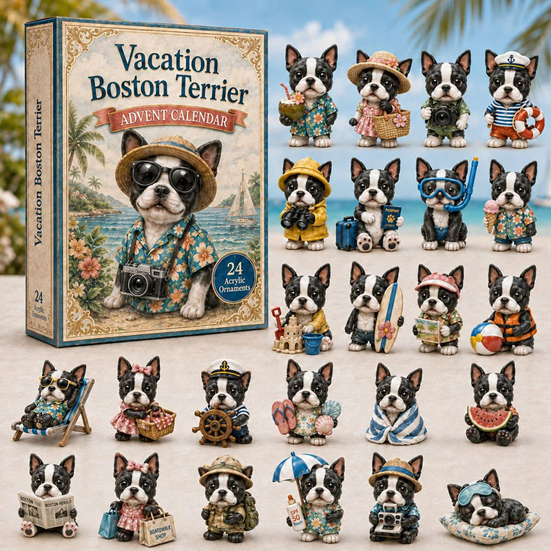 ✨24 Days Boston Terrier Acrylic Ornament Advent Calendar