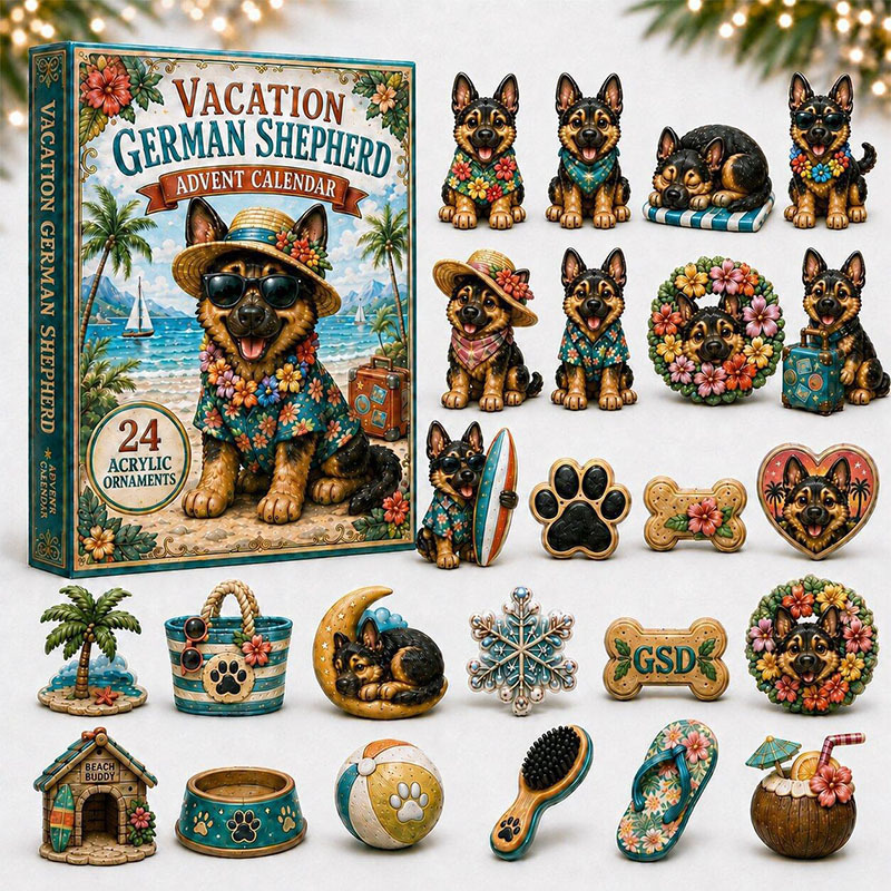 🎁🐕24 Days Sheepdog Acrylic Ornament Advent Calendar