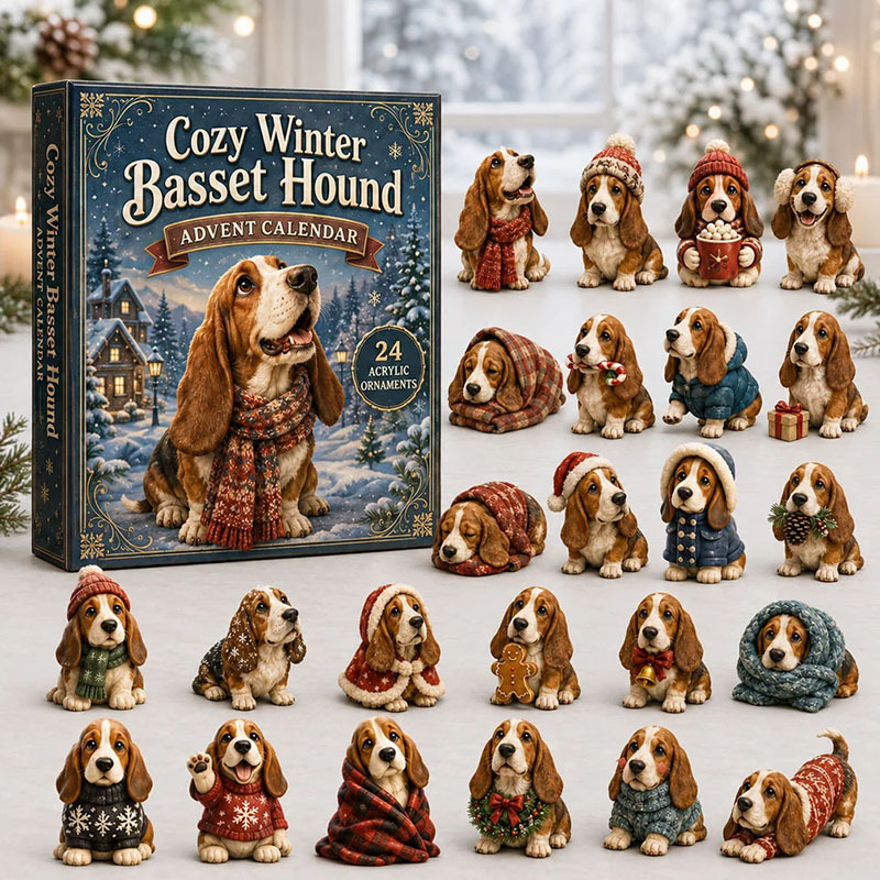 ✨24 Days Basset Hound Acrylic Ornament Advent Calendar
