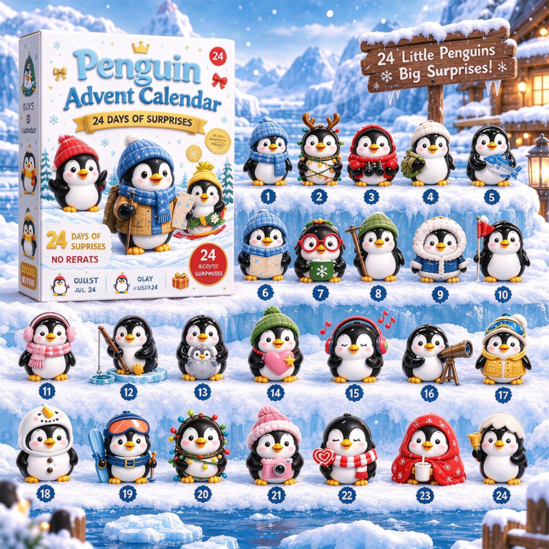 ✨24 Days Cute Penguin Acrylic Ornament Advent Calendar