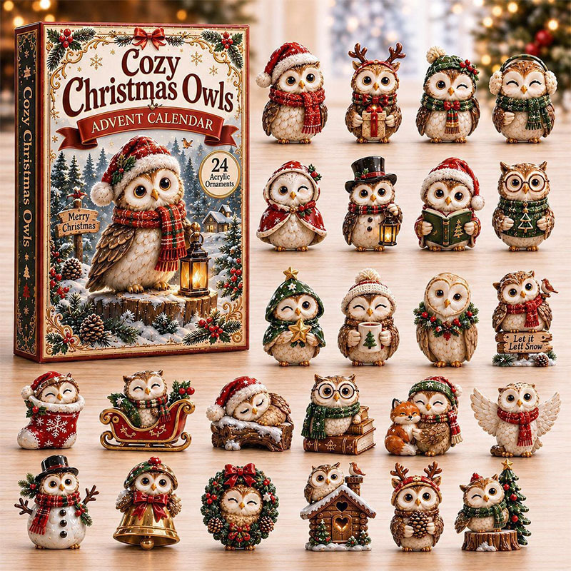 😍🐕24 Days Owl Acrylic Ornament Advent Calendar