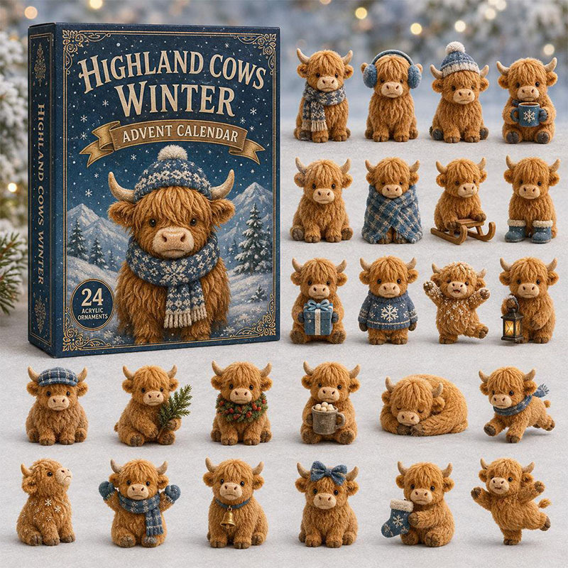 🐶24 Days Highland Cow Acrylic Ornament Advent Calendar