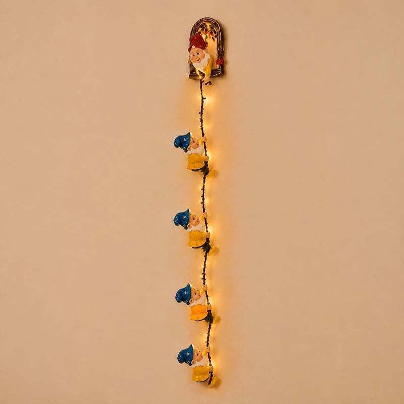 🎀Handmade Climbing Gnome Christmas StringLights, Indoor OutdoorWall Hanging Holiday Decor