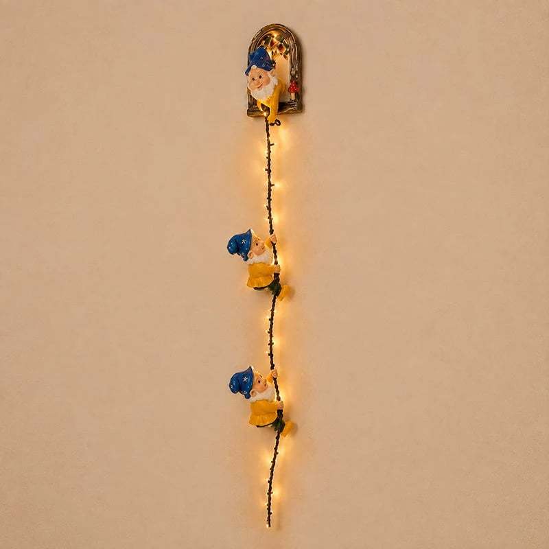🎀Handmade Climbing Gnome Christmas StringLights, Indoor OutdoorWall Hanging Holiday Decor