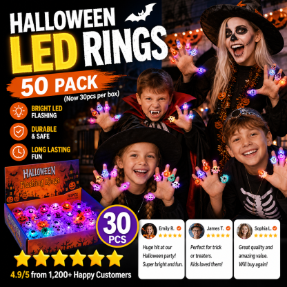💍✨50-Pack of Spooky LED Rings