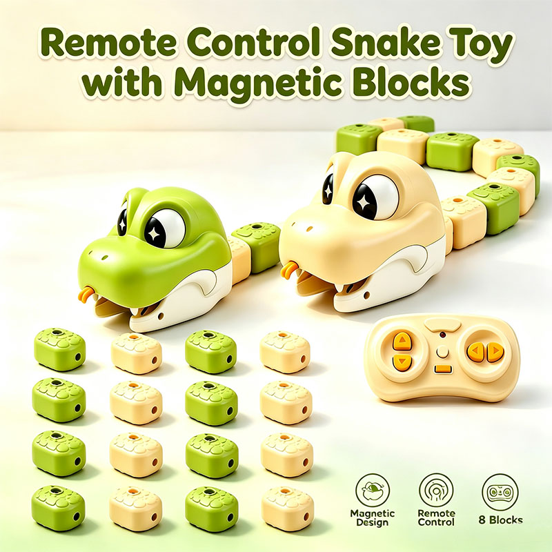 🐍🎁Remote Control Snake Toy with Magnetic Blocks