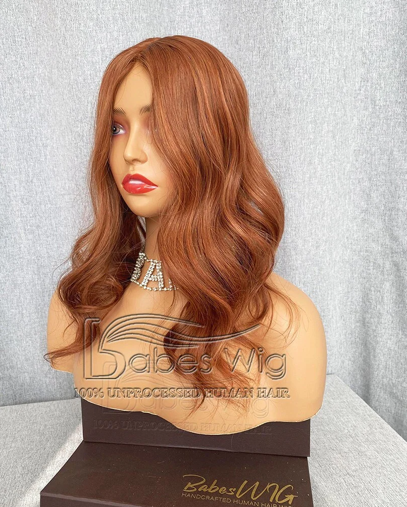 Ginger red 5*6 Silk Top Human Hair Toppers, Ginger Human Hair Toppers for Women Crown Hair Toupee Hairpiece-BabesWIG