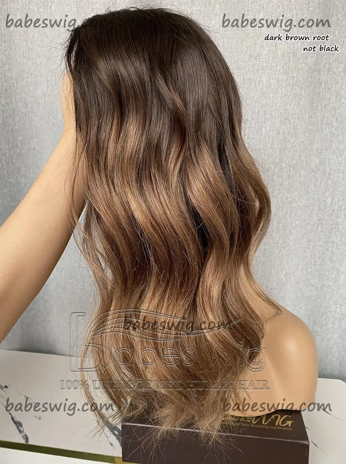 Ombre Brown Glueless Human Hair Lace Front Wigs 