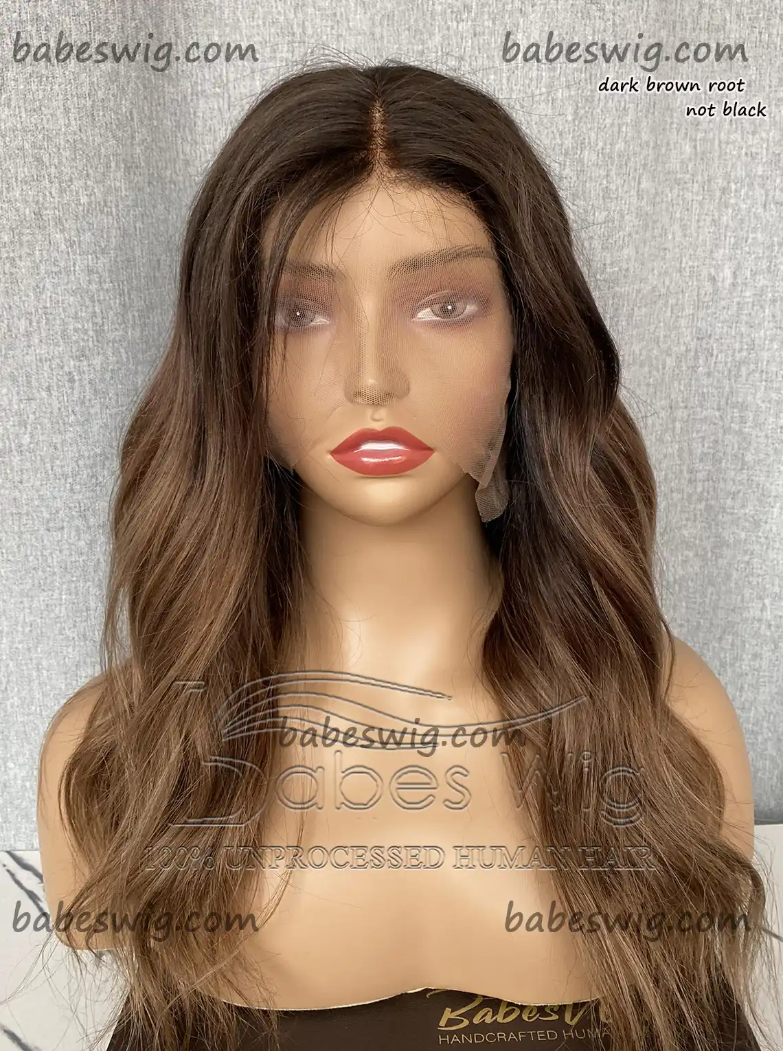 Ombre Brown Silk Top Lace Front Human Hair Wig