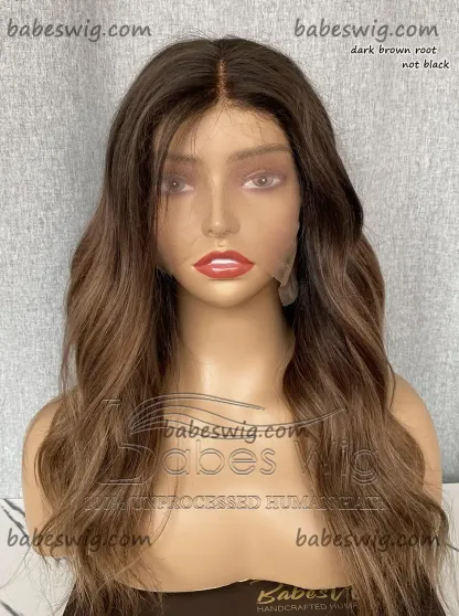 Ombre Brown Silk Top Lace Front Human Hair Wig