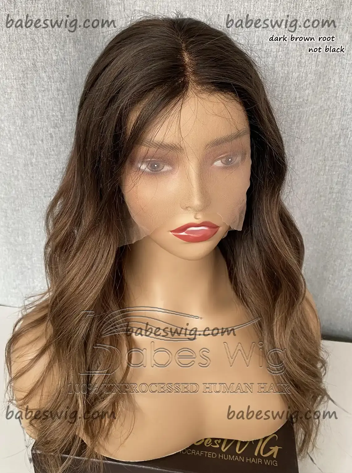 Ombre Brown Glueless Human Hair Lace Front Wigs 
