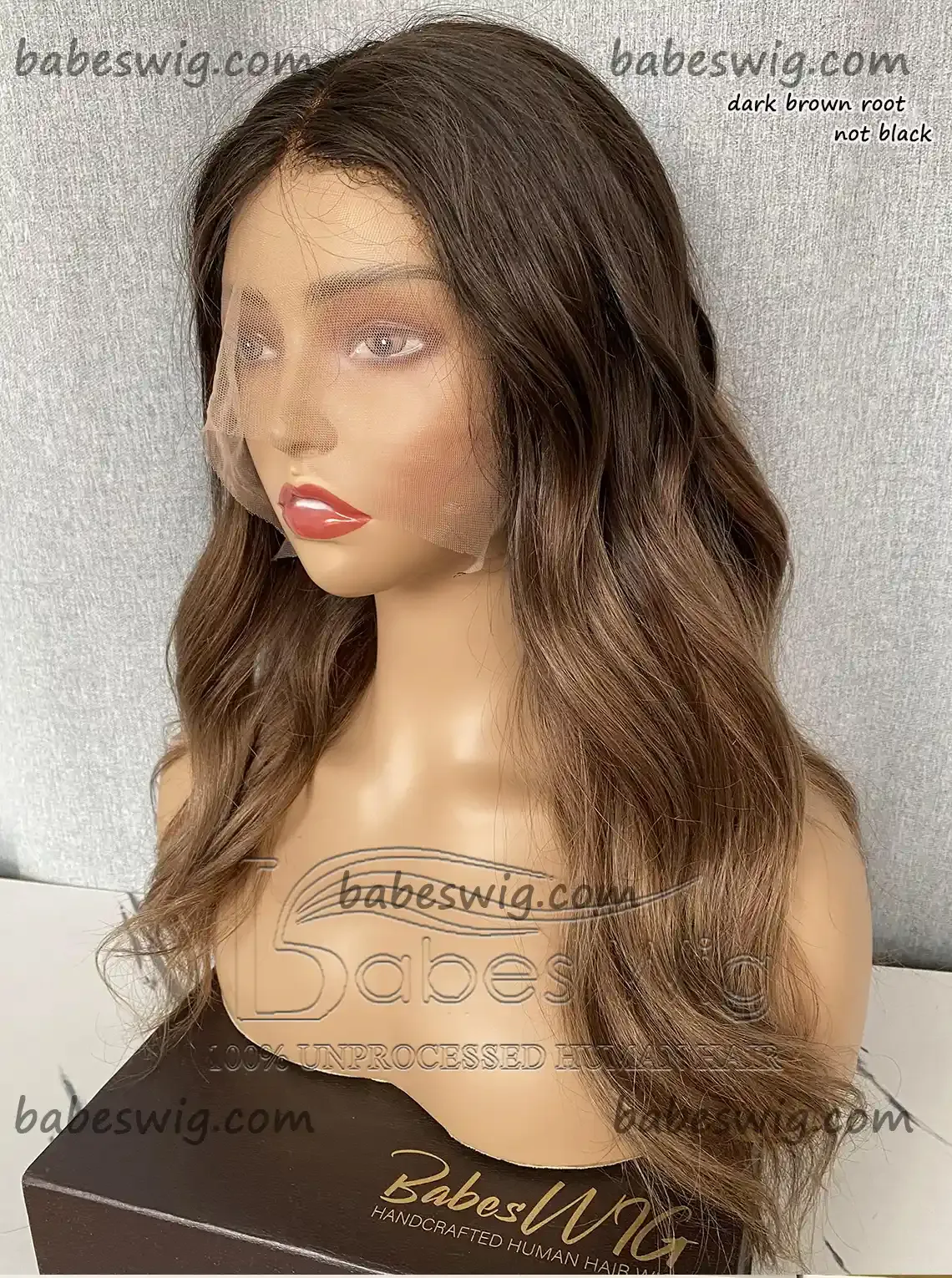 Ombre Brown Glueless Human Hair Lace Front Wigs 