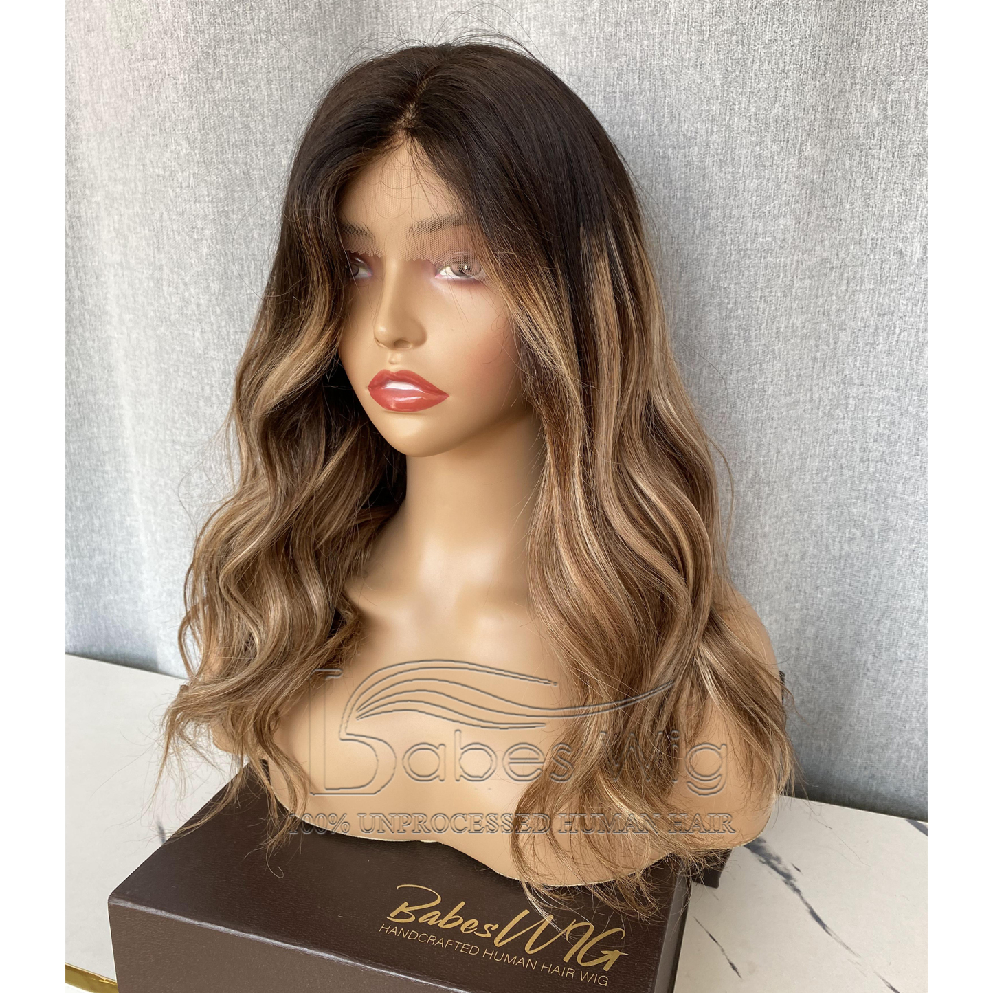 Balayage Front Lace Wigs Wavy Human Hair Lace Front Wigs For White Women Bleached Knots