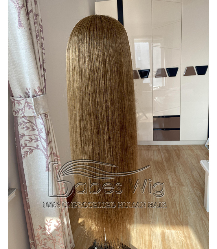 Soft Long Silky Straight Light Brown 100%Virgin Human Hair  Lace Front Wigs for White Women Lace Wig Bleached Knots-BabesWIG