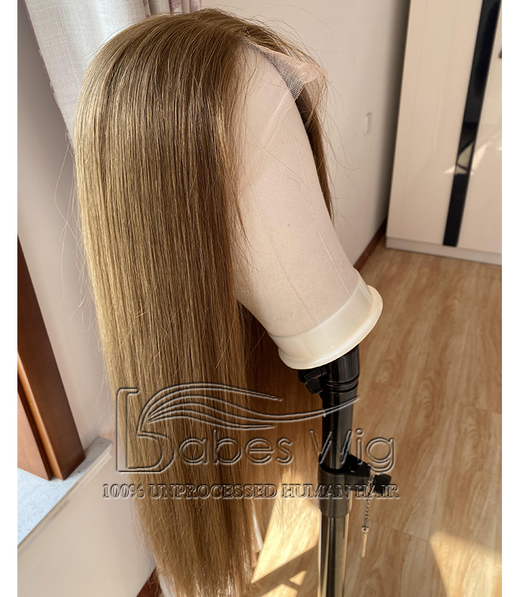 Soft Long Silky Straight Light Brown 100%Virgin Human Hair  Lace Front Wigs for White Women Lace Wig Bleached Knots-BabesWIG