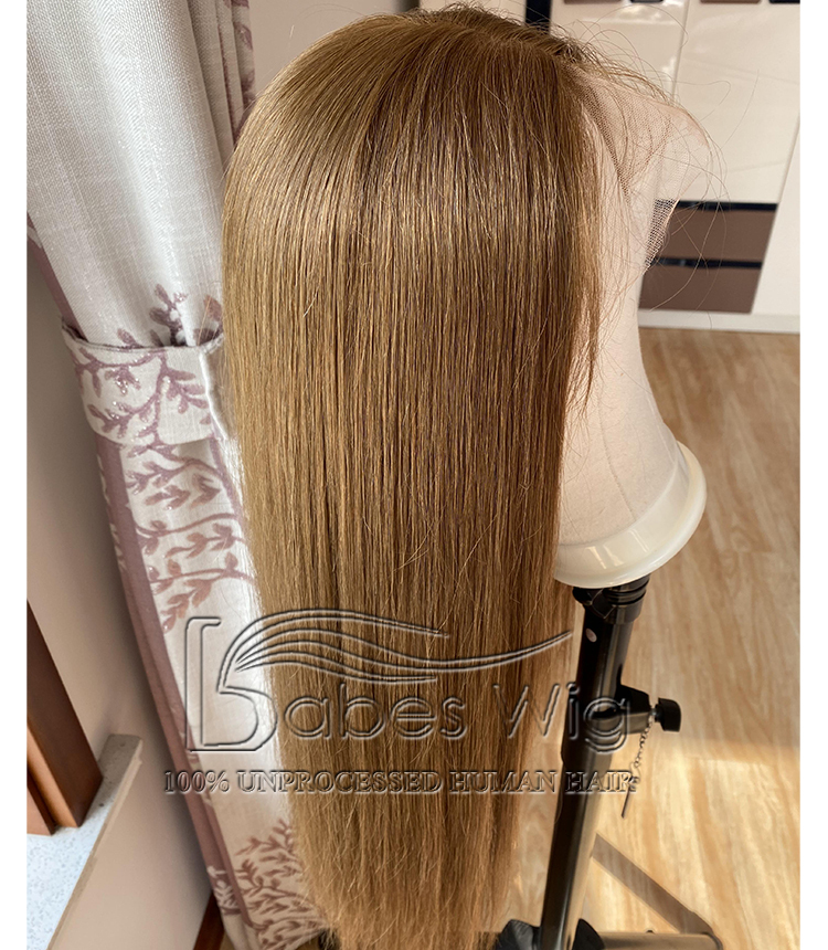 Soft Long Silky Straight Light Brown 100%Virgin Human Hair  Lace Front Wigs for White Women Lace Wig Bleached Knots-BabesWIG