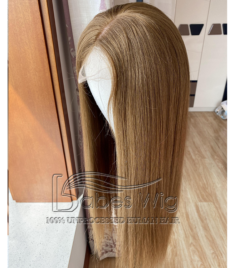 Soft Long Silky Straight Light Brown 100%Virgin Human Hair  Lace Front Wigs for White Women Lace Wig Bleached Knots-BabesWIG