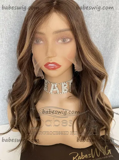 Best Balayage Glueless Human Hair Lace Front Wigs Wavy Hair