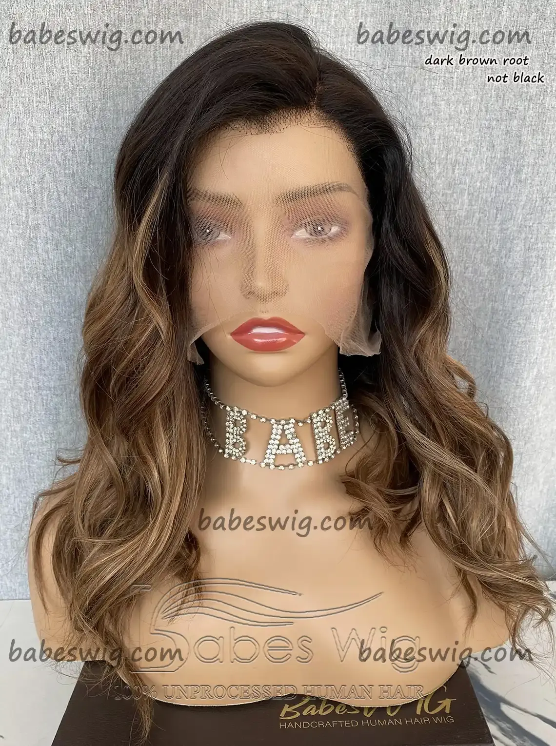 Glueless Blonde Balayage Highlights Lace Front Human Hair Wigs for White Women Colored Lace Front Wigs-BabesWIG