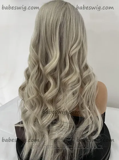 100% human hair 8*8 Lace Front Topper Wavy hair #60 Platinum Blonde Hair Topper for Women 