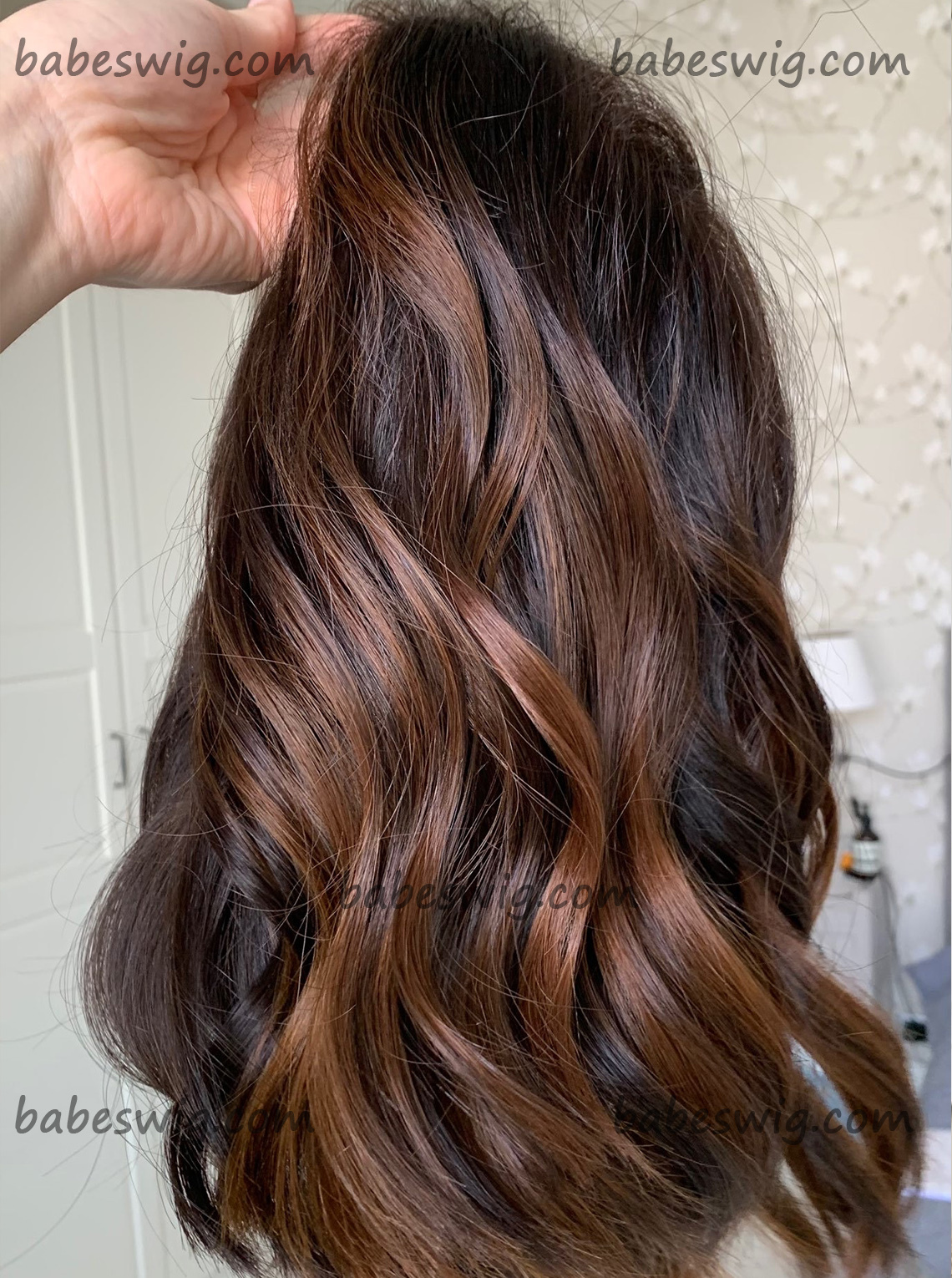 100% Remy Human Hair Lace Front Wig Dark Brown with Warm Auburn Balayage Glueless Lace Front Wigs for Women-BabesWIG