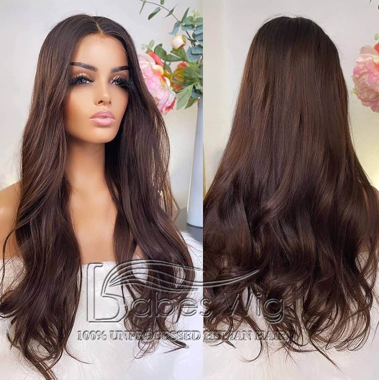 Ombre Brown Human Hair Lace Front wigs / Silk Top Lace Front Wig