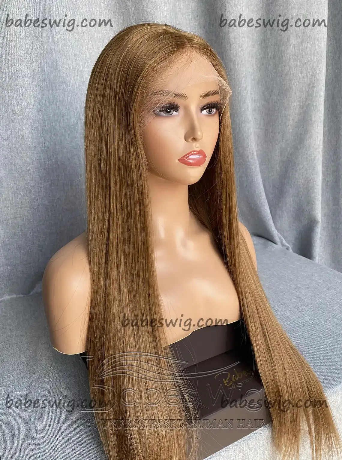 Long Soft Light Brown Lace Wigs 100% Virgin Human Hair Lace Front Wigs for White Women Lace Wig Bleached Knots-BabesWIG