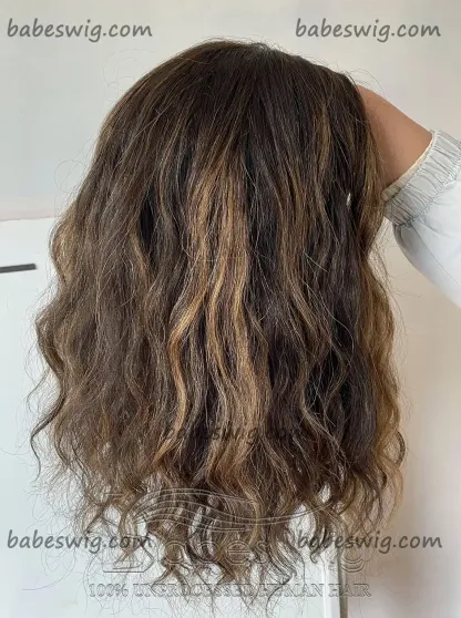 Short Curly Human Hair Lace Front Wigs With Blonde Highlights Lace Front Human Hair Wigs for Women