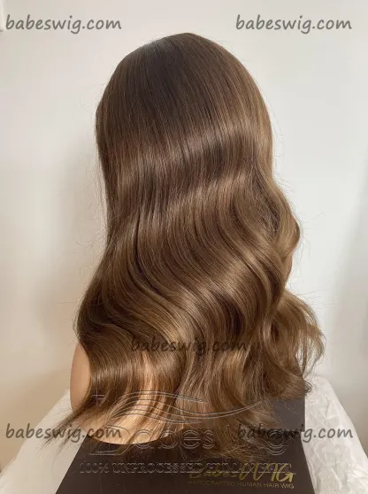 Glueless Best Medium Brown Wavy Hair Real Human Hair Silk Base Lace Front Wigs for Women Silk Top Lace Front Wigs-BabesWIG