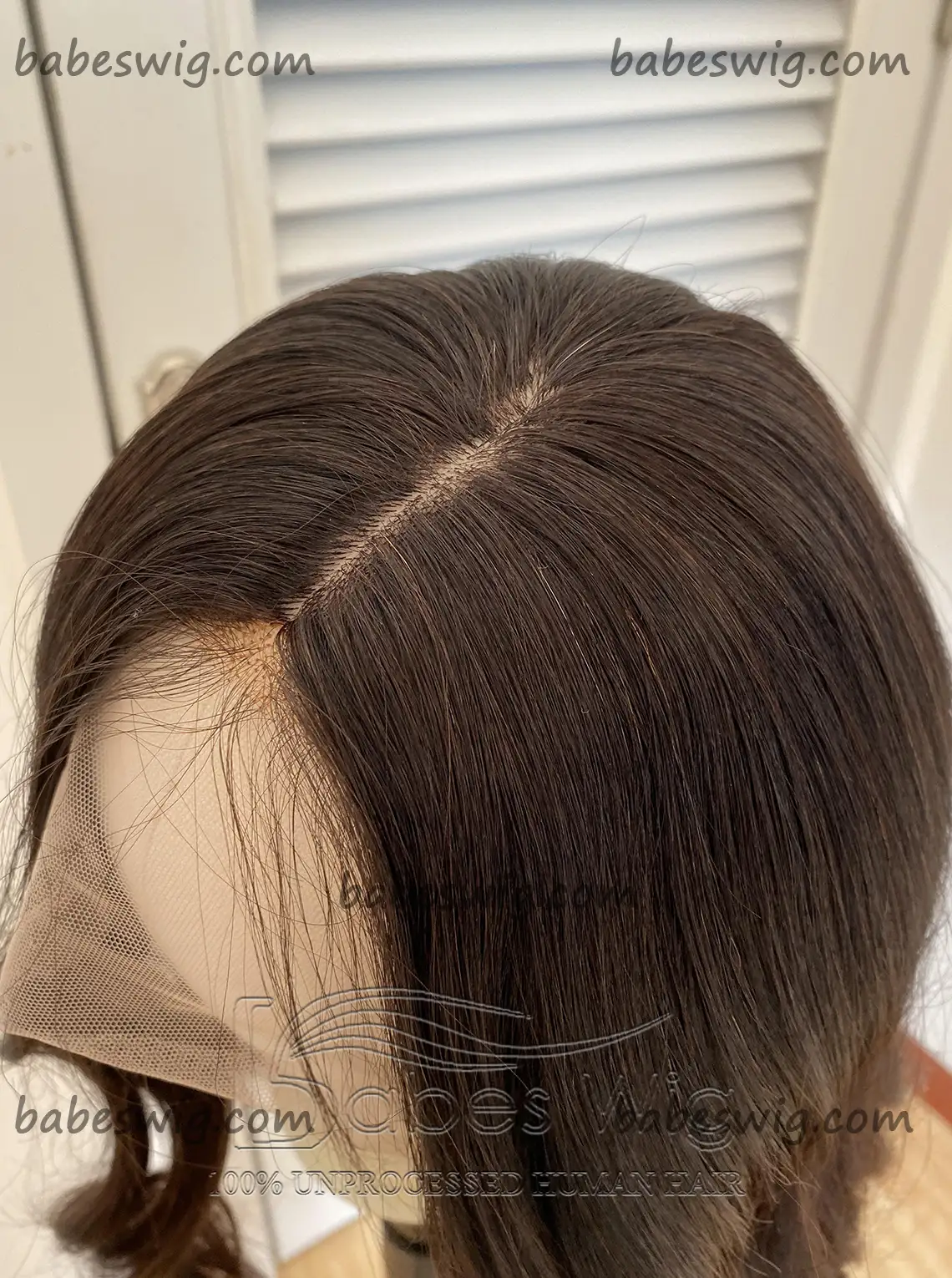 Glueless Ombre Dark Brown to Medium Brown Human Hair Silk Top Lace Front For White Women Wavy Hair Wigs-BabesWIG