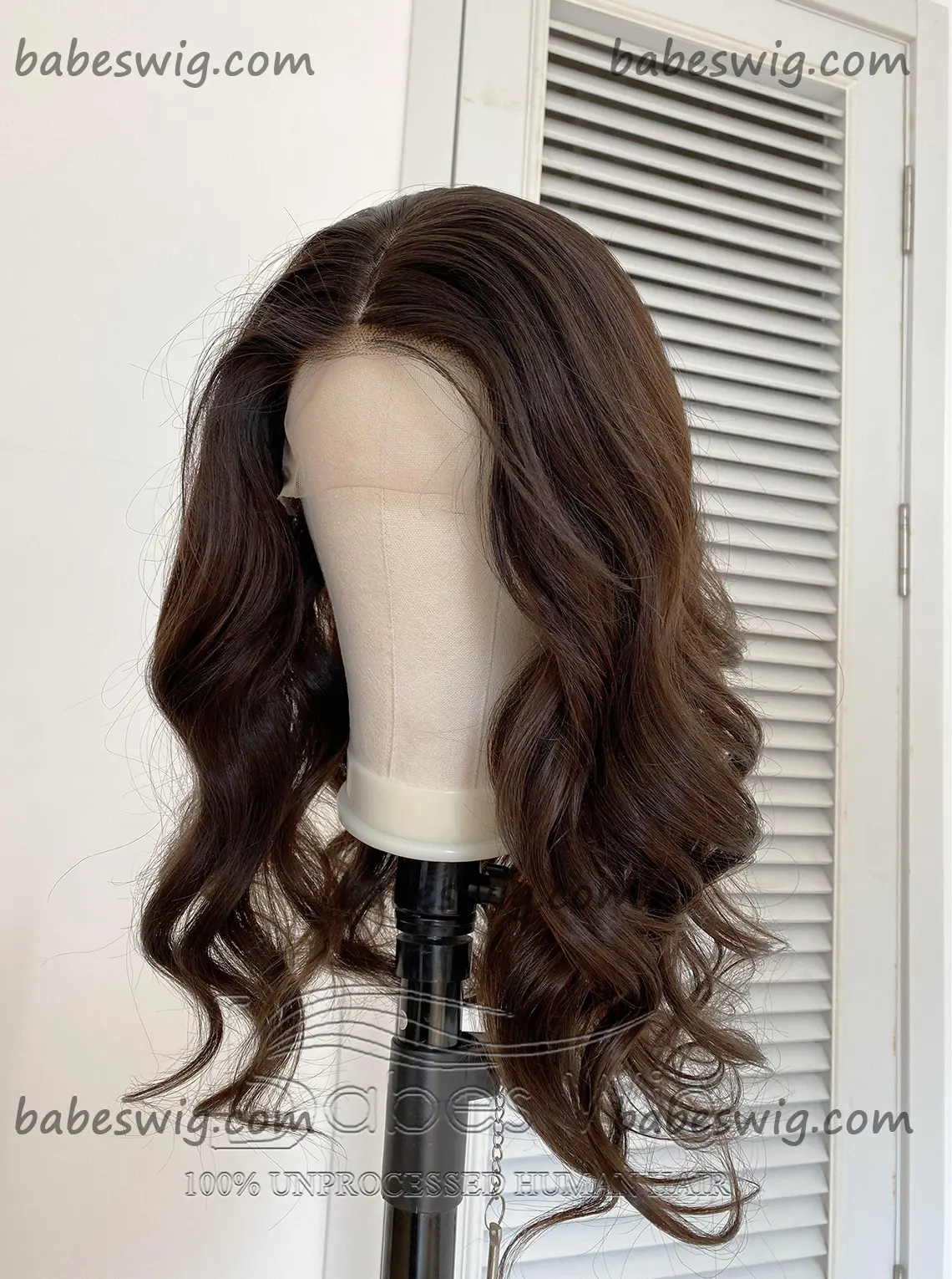 Glueless Ombre Dark Brown to Medium Brown Human Hair Silk Top Lace Front For White Women Wavy Hair Wigs-BabesWIG