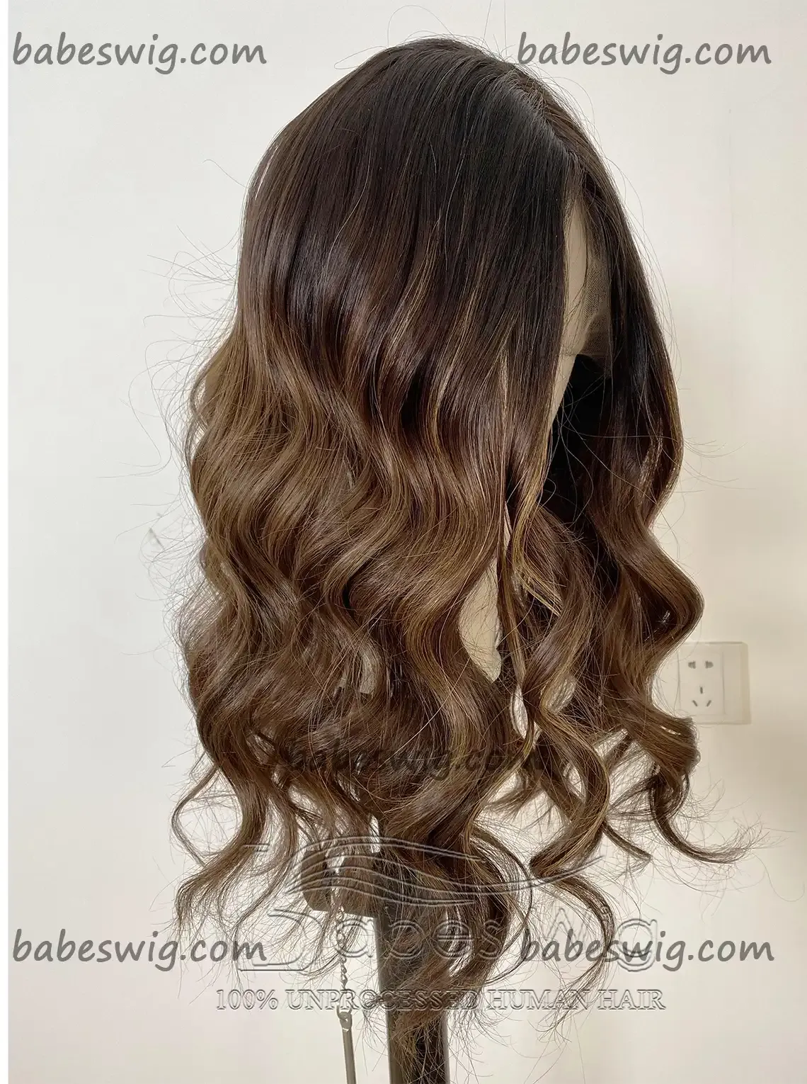 Brown Base With Subtle Highlights 100% Real Remy Human Hair Lace Front Wigs Highlights Wigs for Women Bleached Knots-BabesWIG