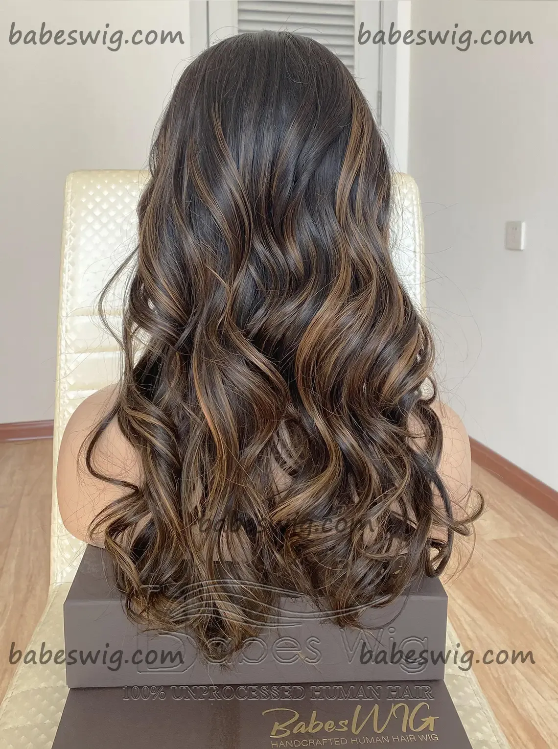 Glueless 100% Real Remy Human Hair Lace Front Wigs Highlights Wavy Lace Front Human Hair Wigs for Women -BabesWIG