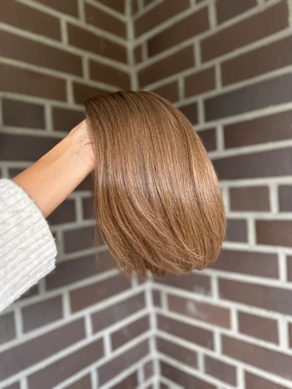 Light brown Short Cut Bob Topper 9*9 Silk Top Human Hair Topper Best Virgin Hair Hairpiece for Women-BabesWIG