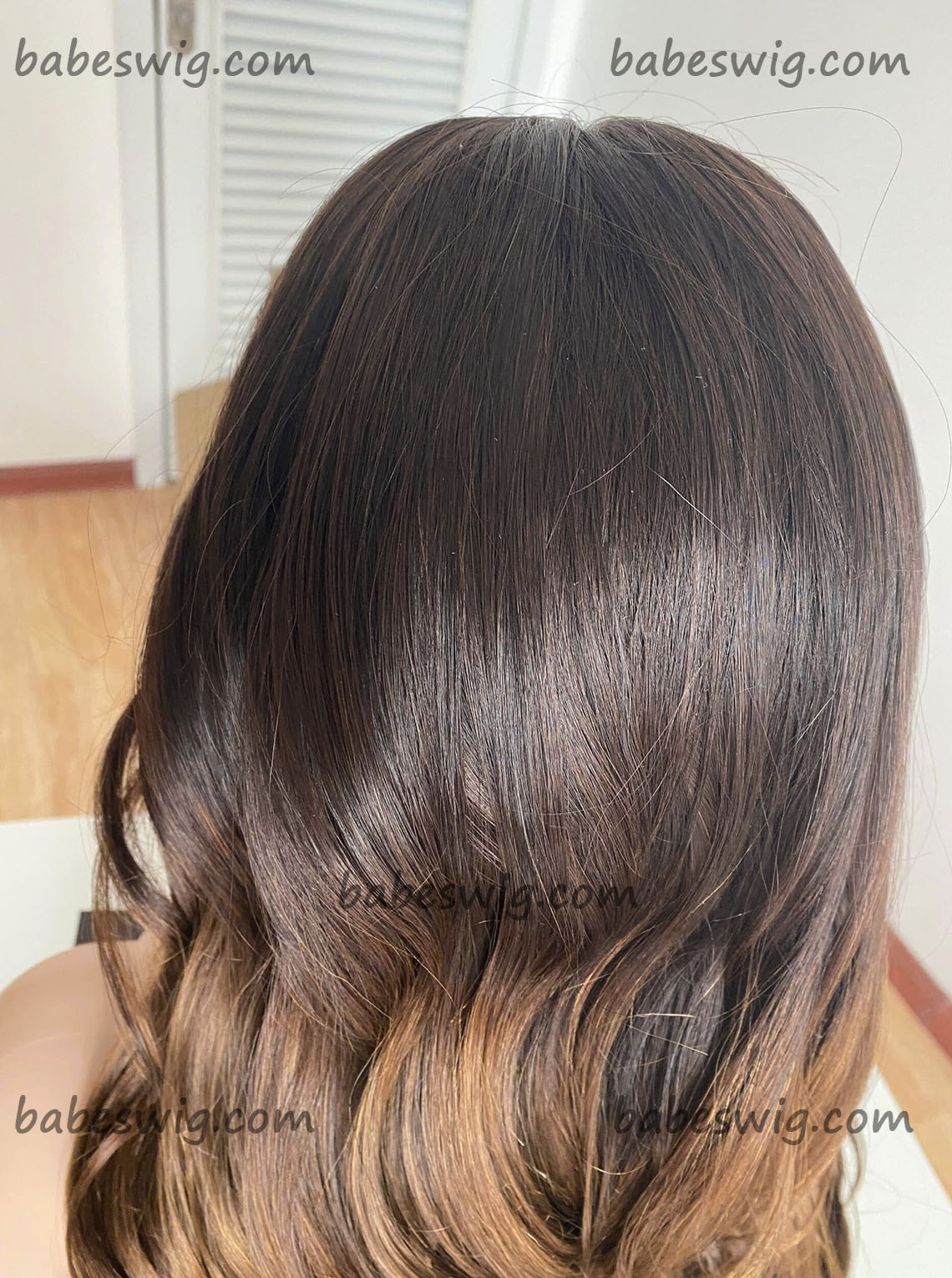Ombre Brown Wig - Easy Wear and Go Human Hair Silk Top Lace Front Wig-BabesWIG