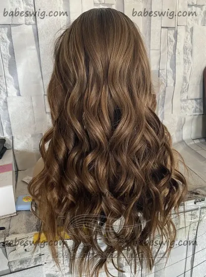  Balayage Wavy Best Human hair Lace Front Wigs for White Women Lace Wigs with Natural Hairline-BabesWIG