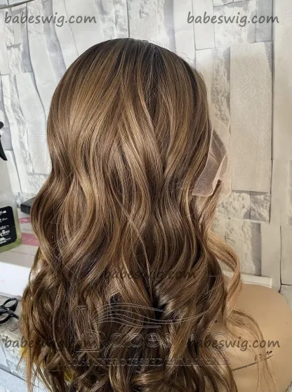  Balayage Wavy Best Human hair Lace Front Wigs for White Women Lace Wigs with Natural Hairline-BabesWIG